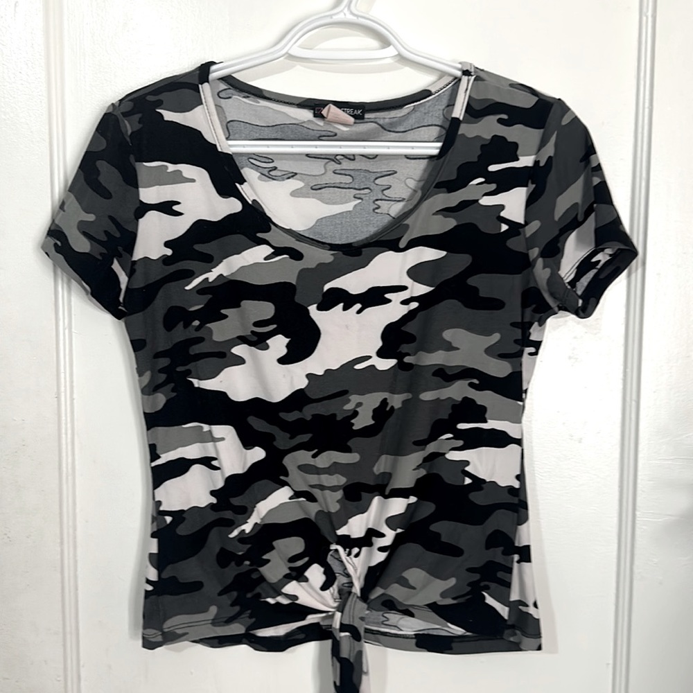 black and white camouflage shirt